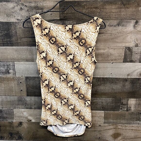 WHBM Women's Cowl Drape Neck Snakeskin Pattern Blouse Top Size Small Brown Tan - Picture 6 of 6